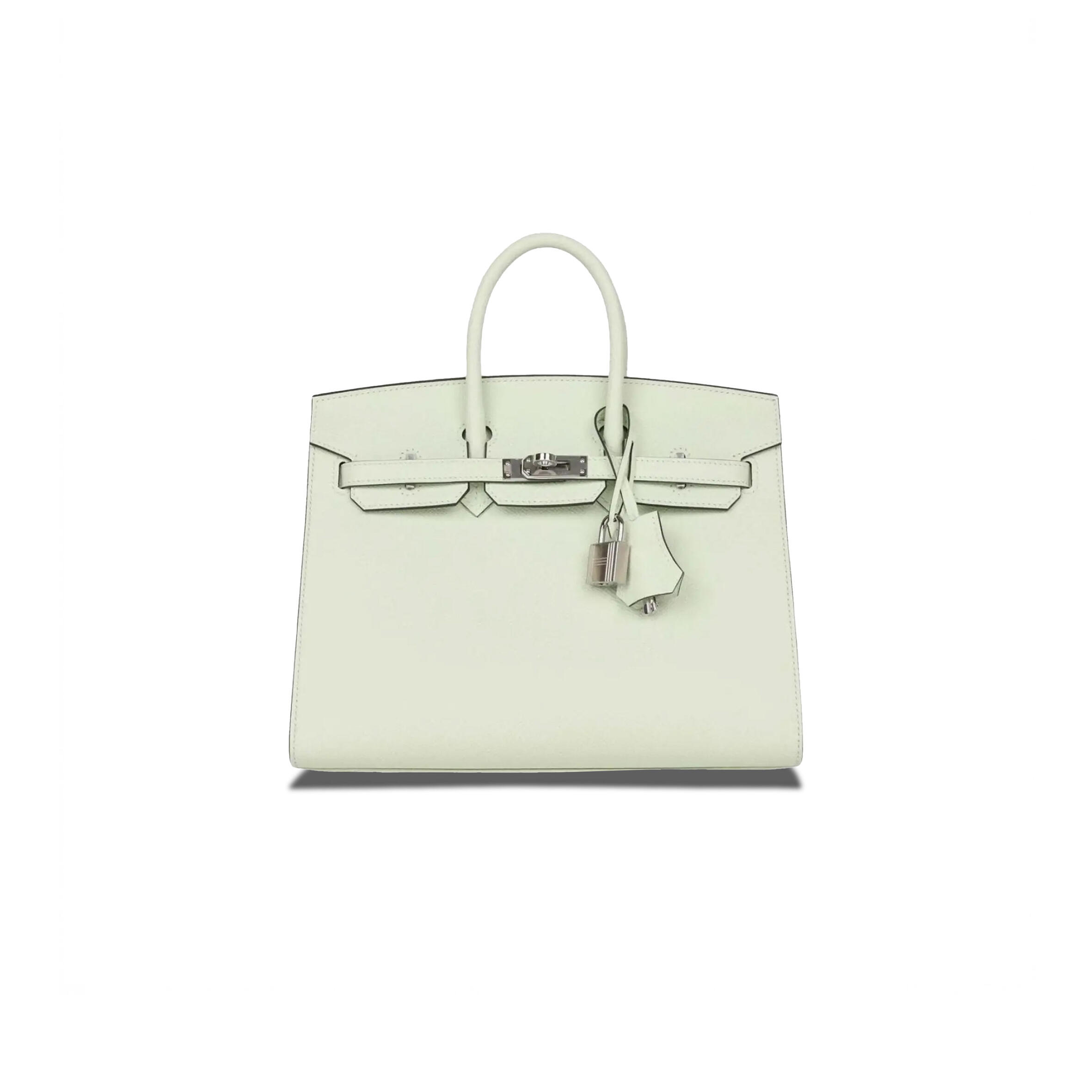 H**me5 BIRKIN 25 SWIFT LEATHER BUBBLE GREEN SILVER BUCKLE BAG H049362CK01 (25*20*13cm) Master Quality